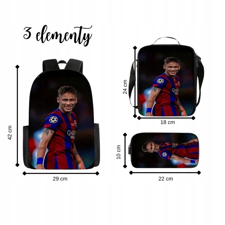 Plecak Szkolny Zestaw 3w1 Piórnik Torebka Saszetka na ramię Neymar