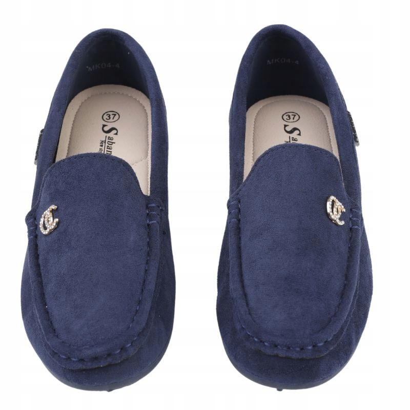 MOKASYNY DAMSKIE BUTY WSUWANE ZAMSZ PŁASKIE NAVY Marka inna