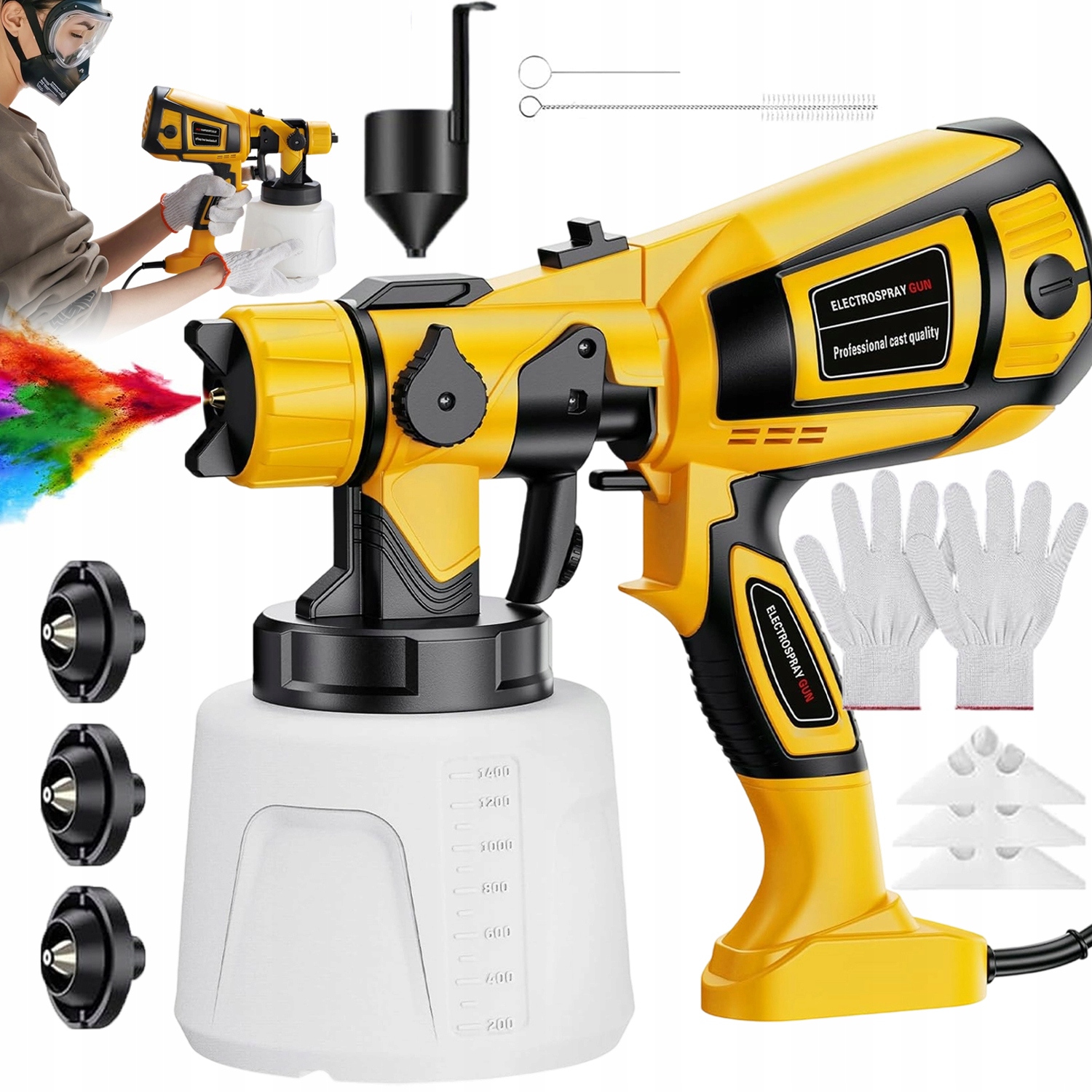 Malířský Agregát Elektrická Pistole Na Malování Stěn 4 Trysky 850 W 1400 ML