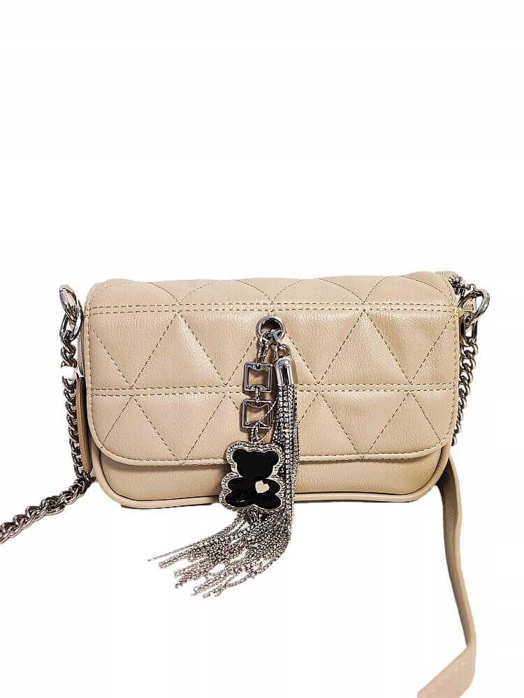 Massimo Contti kabelka přes rameno béžová prošívaná s klopou medvídek