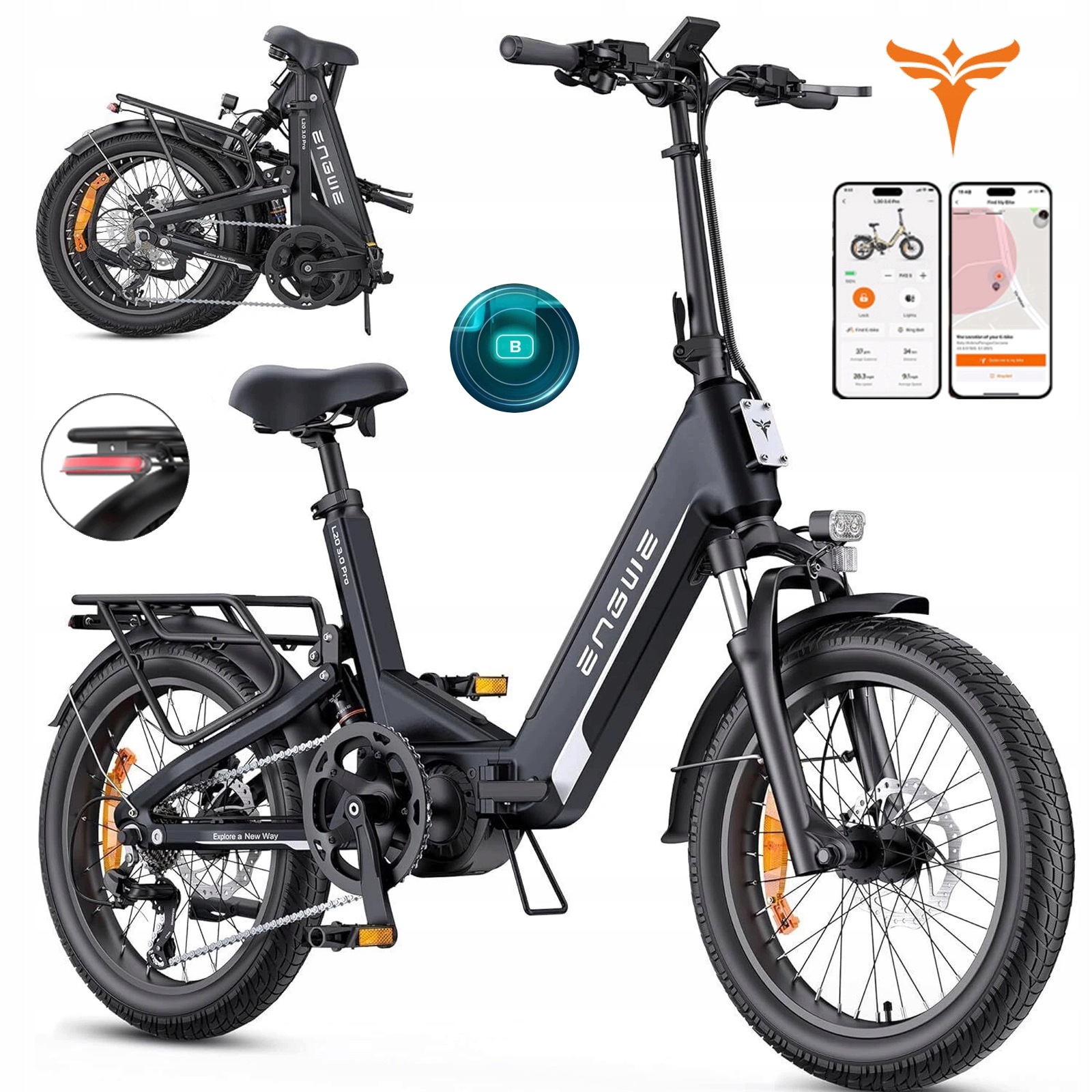 Engwe L20 3.0 Pro City E-bike 250W Silnik o średnim napędzie15Ah25KM/H160km