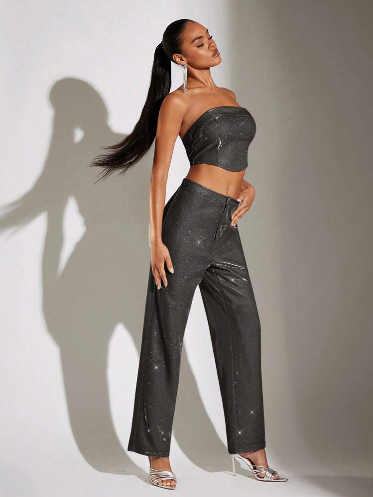 SHEIN BAE Zestaw damski top bez ramiączek spodnie S Rozmiar S