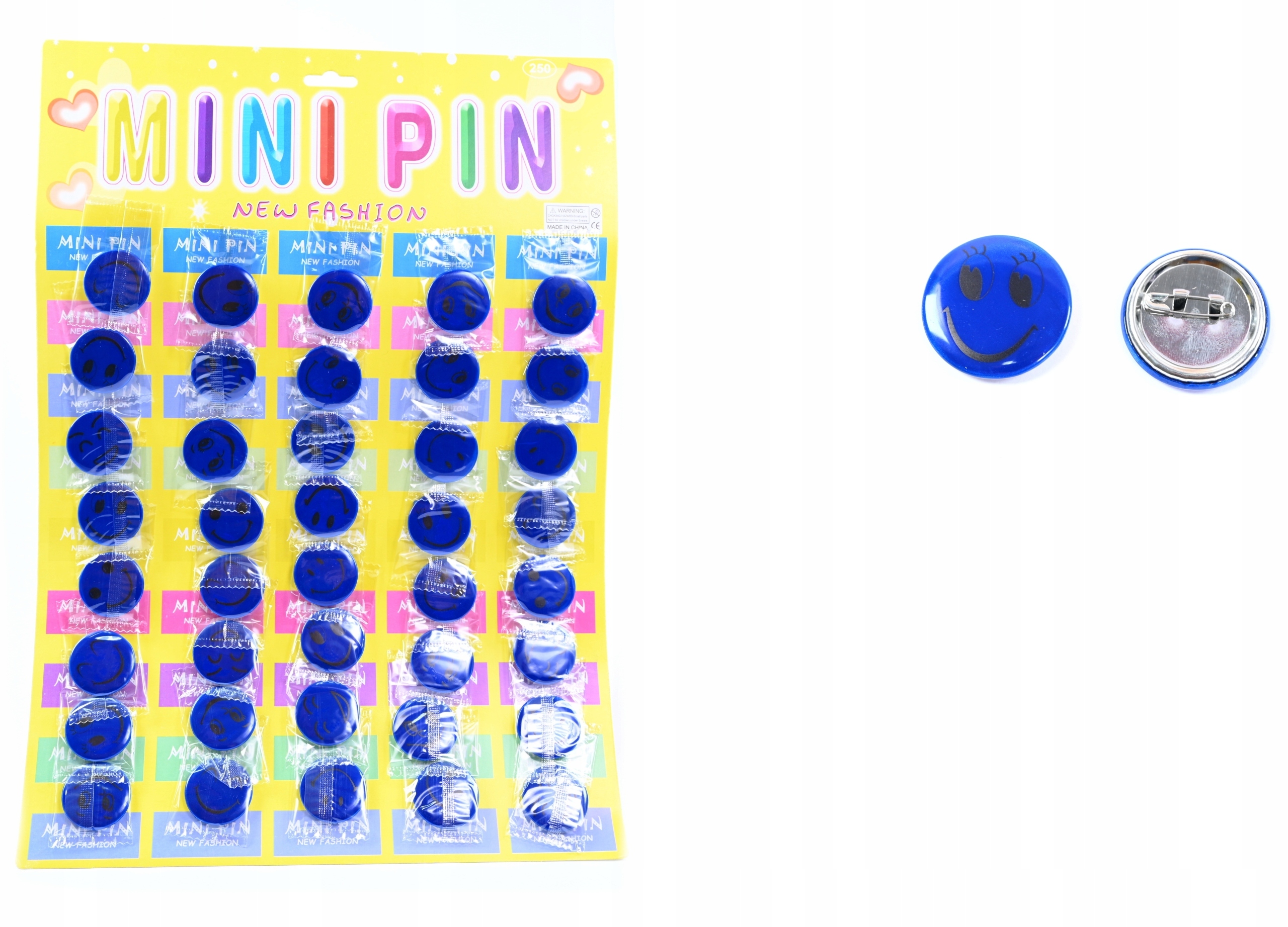 NIEBIESKA PRZYPINKA ODBLASKOWA AGRAFKA 40SZT