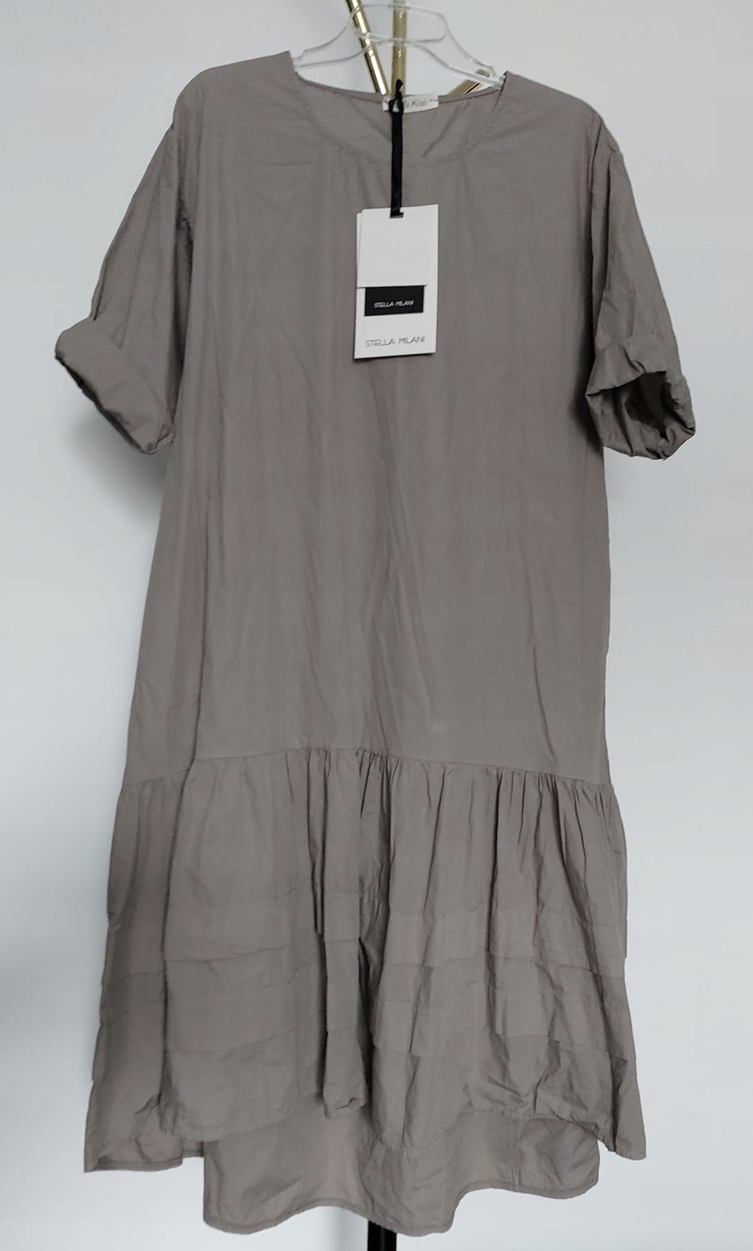 Stella Milani sukienka beż fango bawełna Plus size Uni do 44/46 Italia