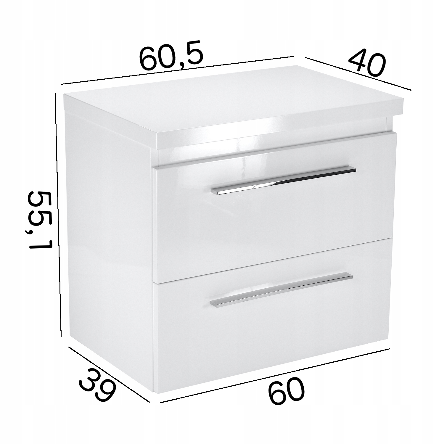 SZAFKA Z UMYWALKĄ NABLATOWĄ WISZĄCA 60CM SYCYLIA Głębokość mebla 40 cm