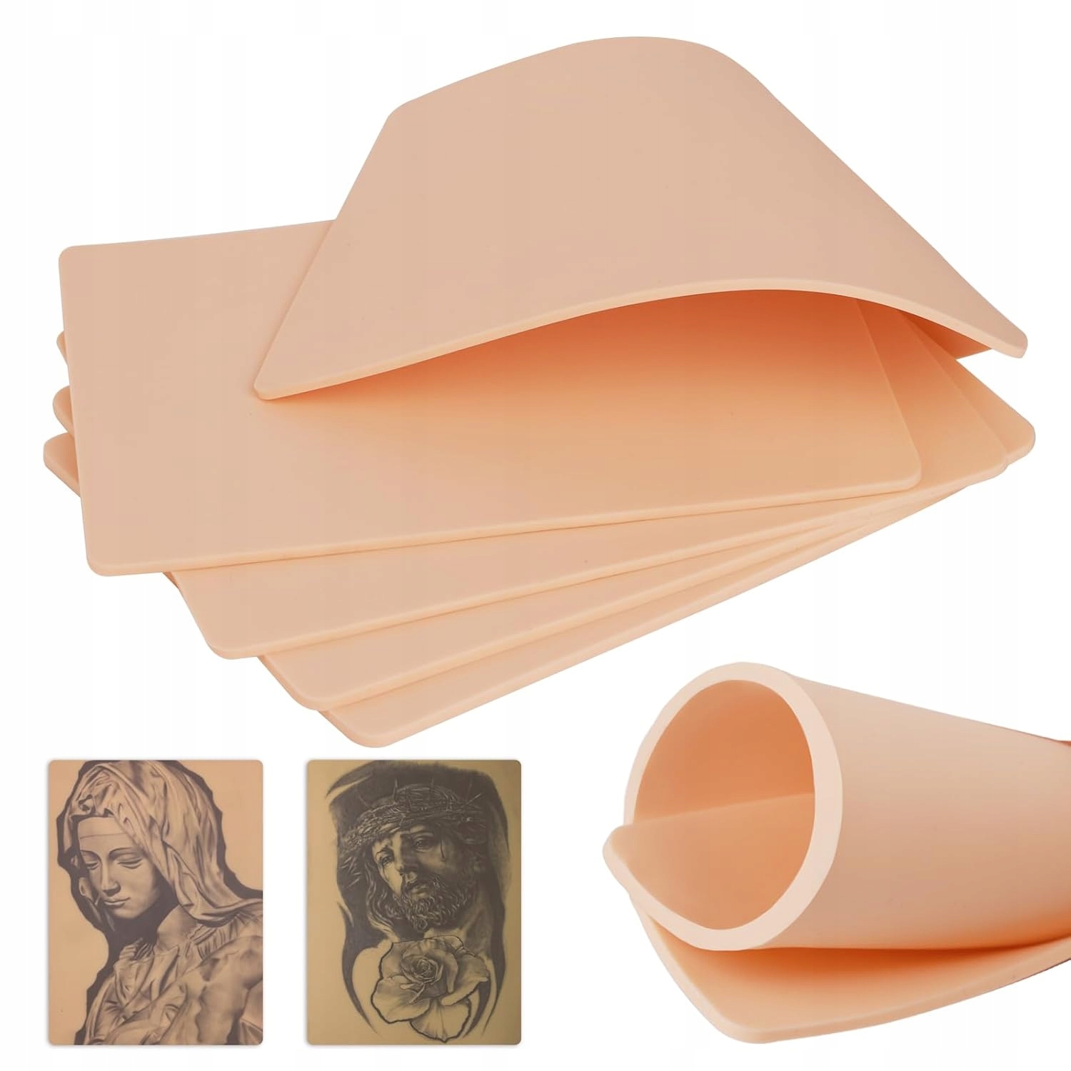 10 x Umělá Kůže Pro Výuku Tetování Cvičení Oboustranná Kůže 19,2×14,2 cm