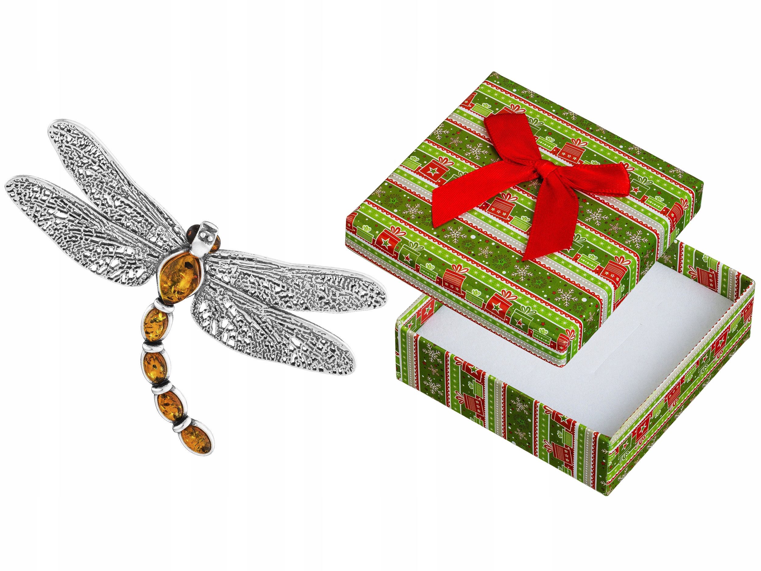 Velký stříbrný přívěsek Vážka s jantarem Oxidovaný Přívěsek Stříbro