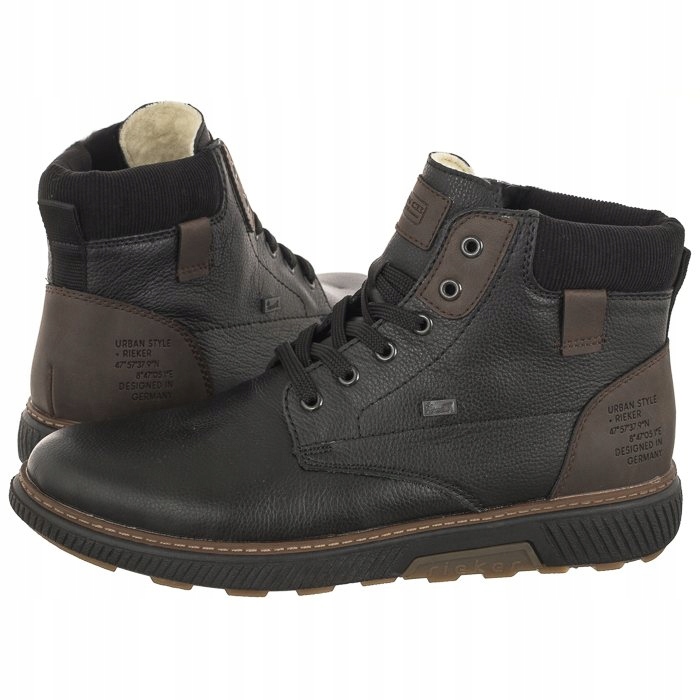 Buty Trzewiki Męskie Rieker Czarne B3343-00 Black