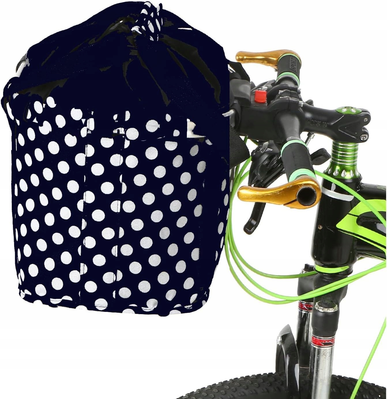 SKŁADANA TORBA KOSZYK DO ROWERU + UCHWYT GRANATOWY GROSZKI EAN (GTIN) 8414110955655