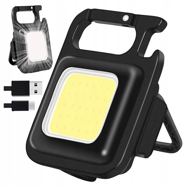 Mocna Mini Latarka Led Kieszonkowa Brelok Magnes Otwieracz Uchwyt Usb IPX4