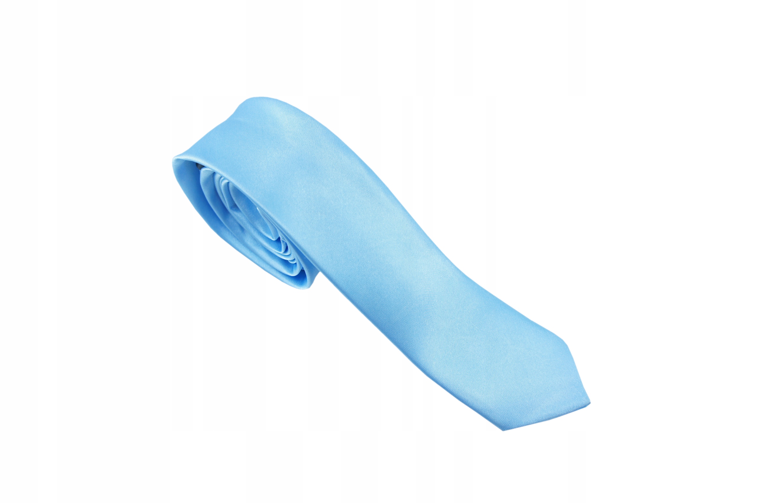 

Krawat męski wąski slim gładki satynowy Błękitny