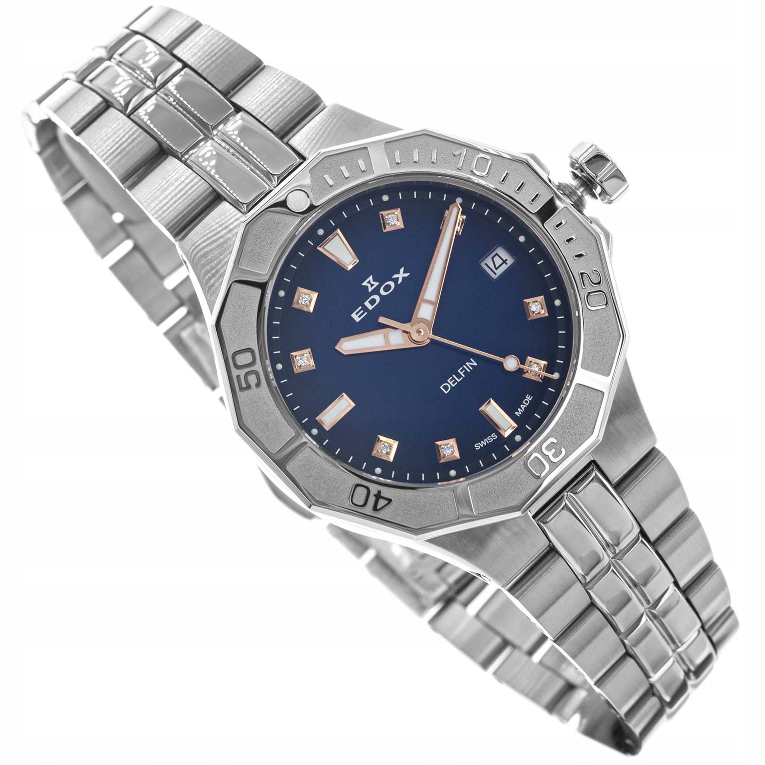 Dámské Hodinky Edox 53020 3 M Buddr Delfín S Originálním Diverem, Lady Diamonds