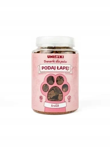 4x Trenérky Podej tlapu! Králík – Přírodní pamlsky pro psy 150g Uniszki