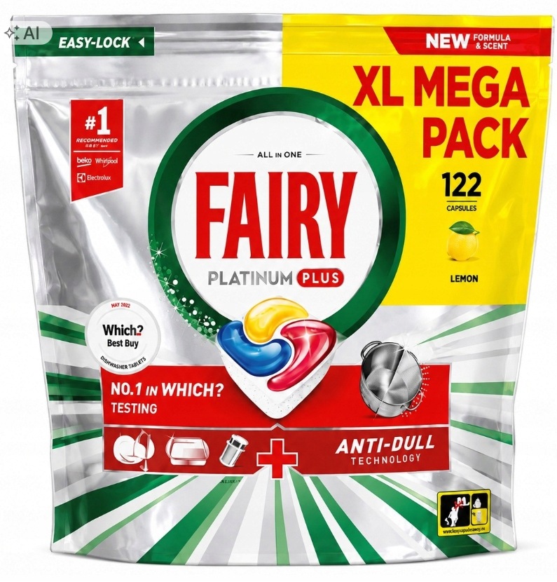Kapsułki do zmywarki Fairy Platinum All in One Lemon 122 szt.