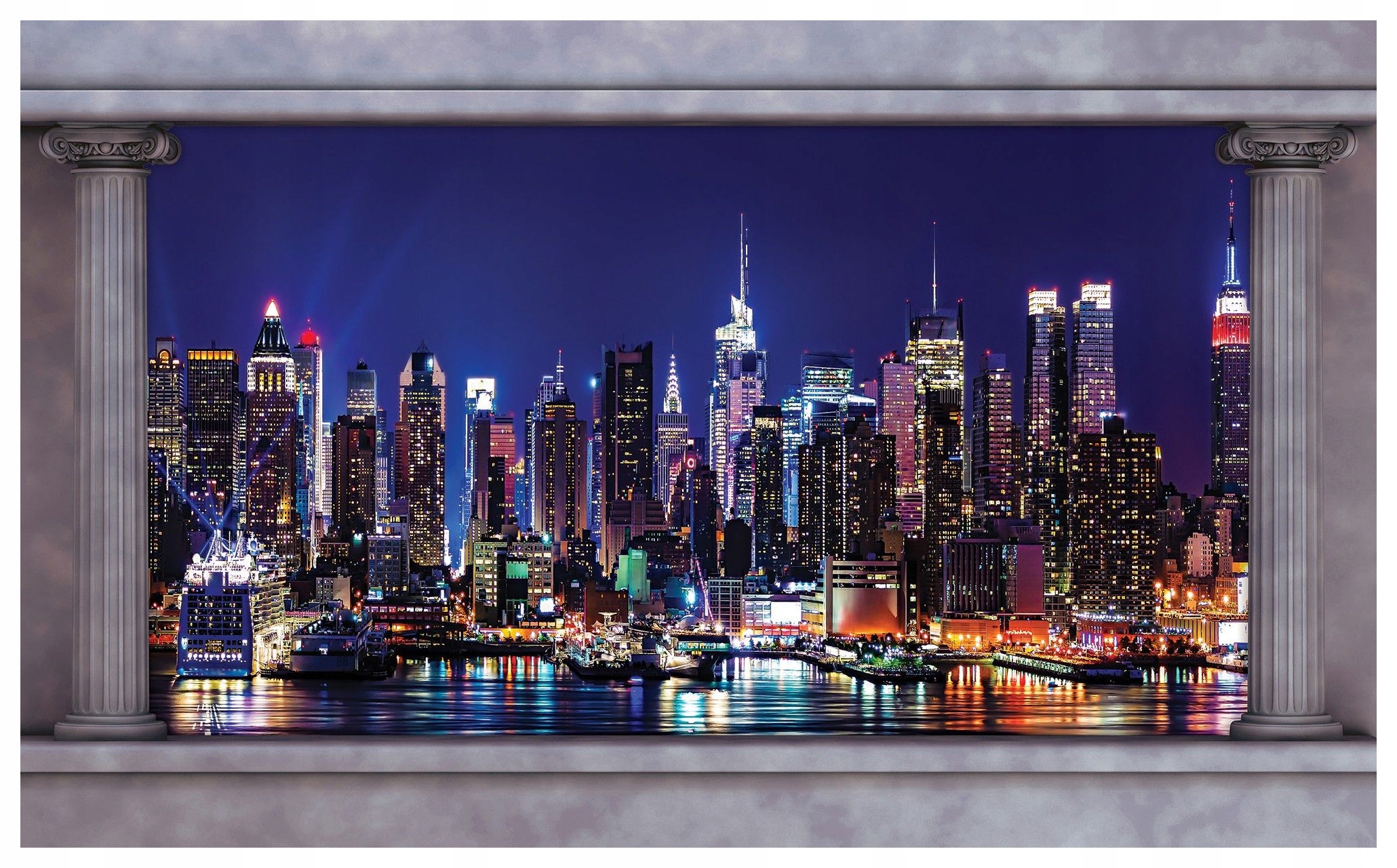 Fototapeta New York v noci mrakodrapy perspektíva odraz 416x254 lepidlo