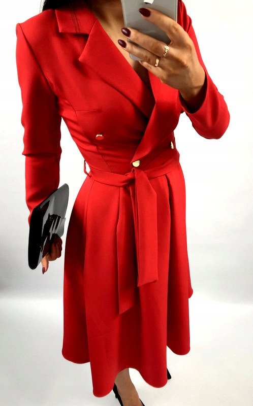 ELEGANCKA SUKIENKA WESELE KOPERTOWY DEKOLT RÓŻ XL Dekolt kołnierzyk