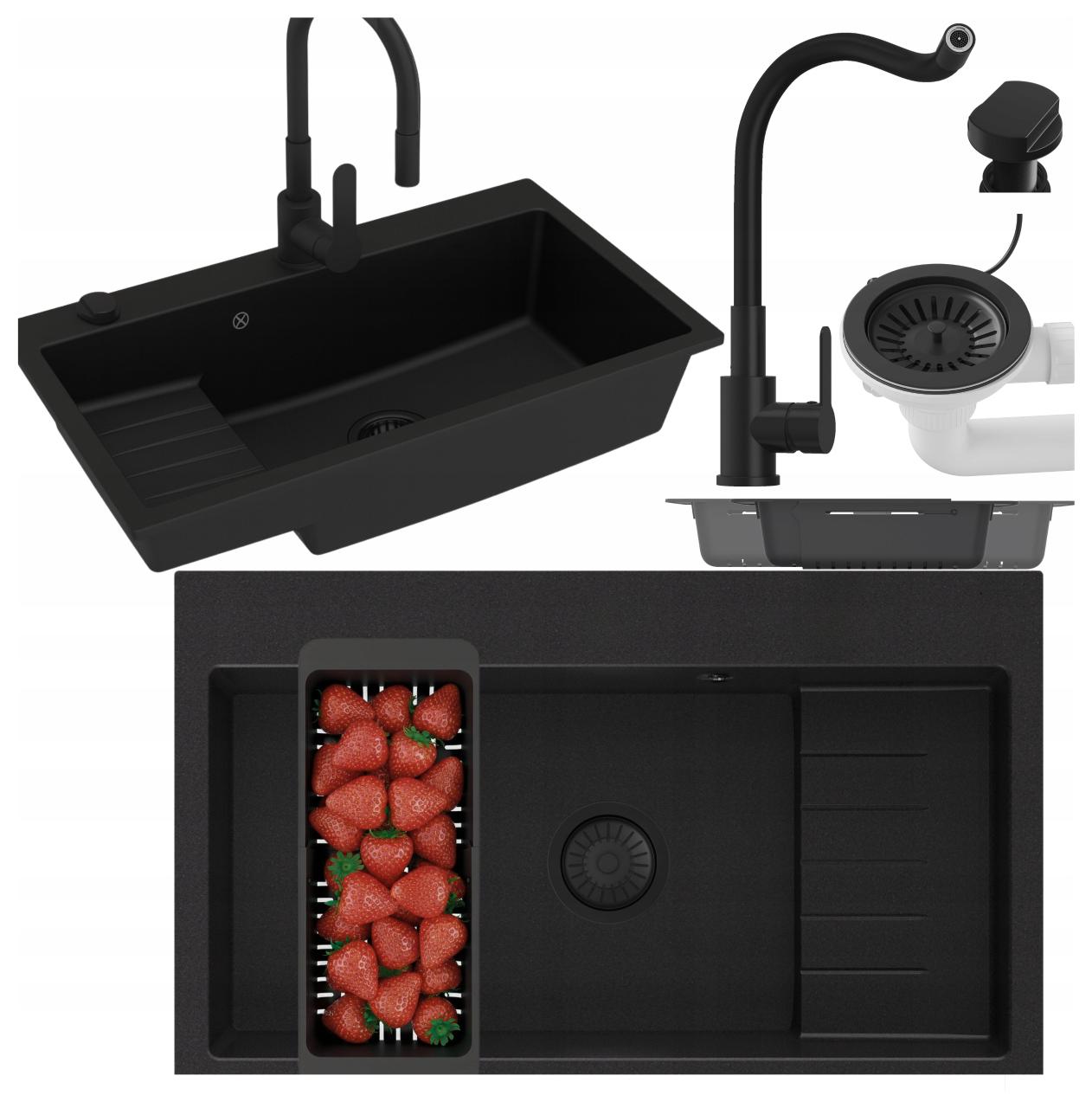 Granitový drez s odkvapkávačom Grano Set Drez Batéria Sifón Automat