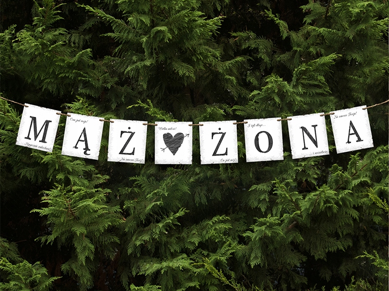 

Baner Mąż Żona, 100cm Girlanda