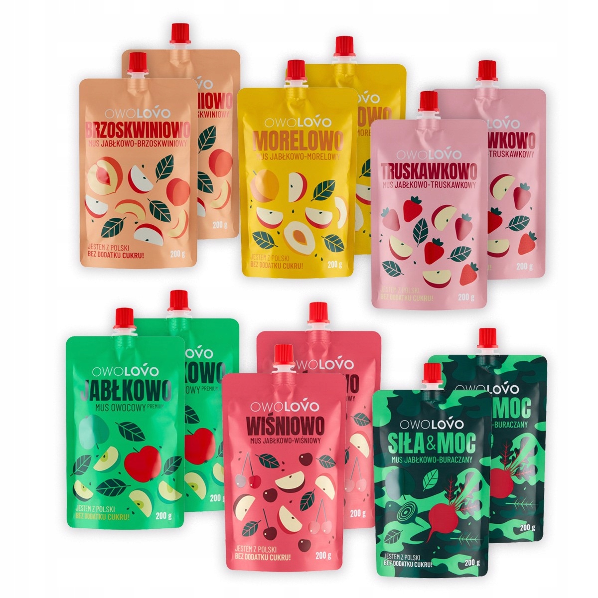 Levně Owolovo Ovocná pěna Mix 6 příchutí 200 g x 2 kusů