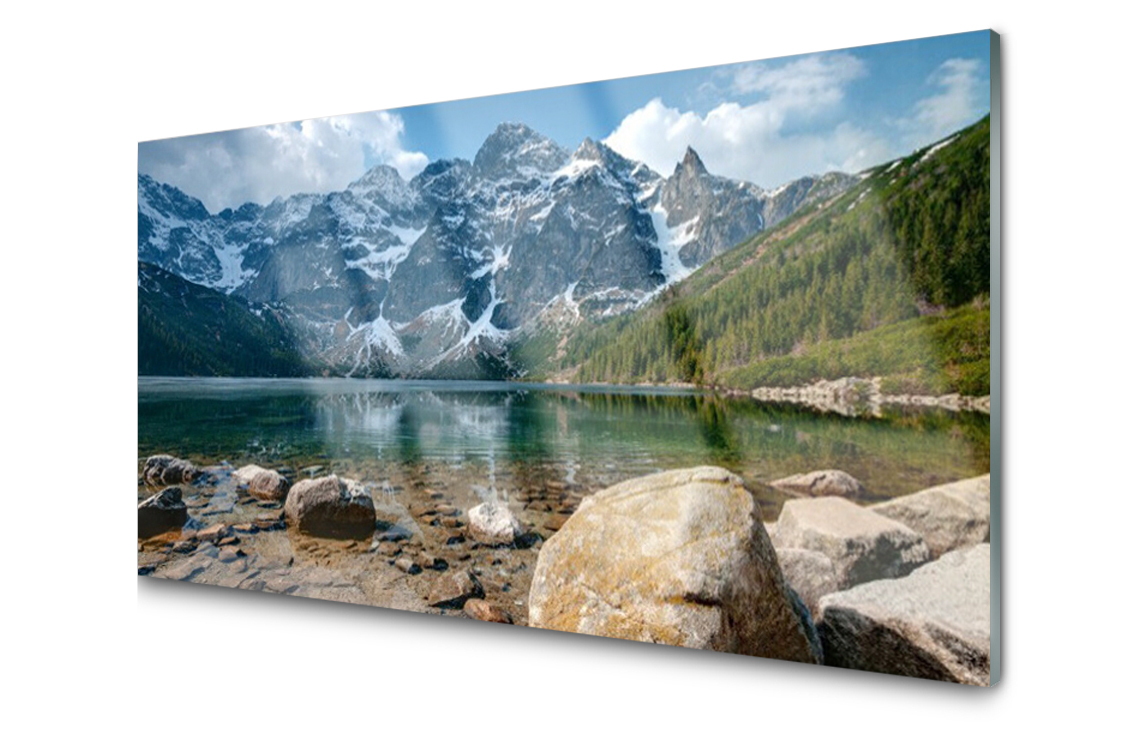 Sklenený panel Doska Hory Les Jazero 100x50