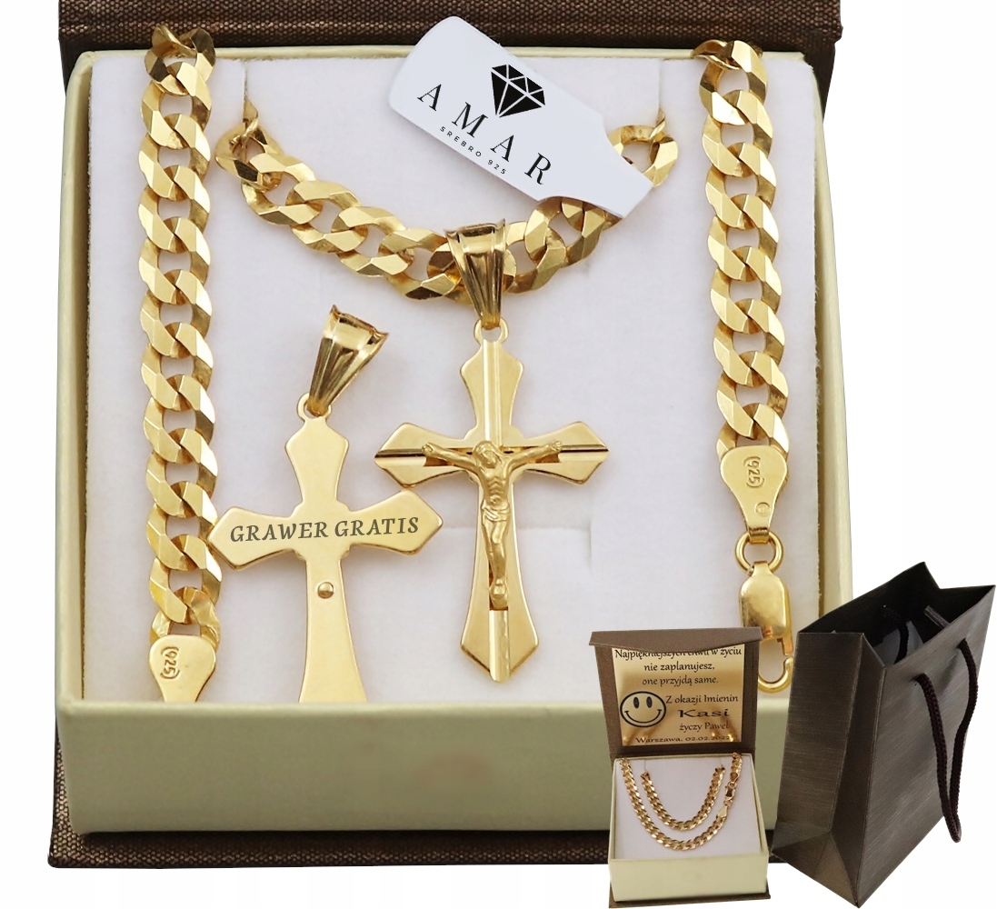 Zlatý Plný Pánský Řetízek Pancr S Křížkem Ryzost 925 585 Gravírování Bonus