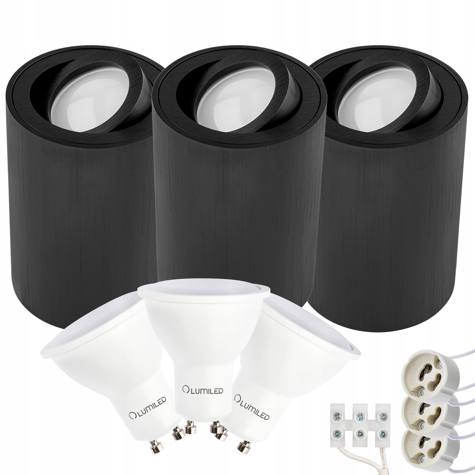 3x Oprawa Natynkowa HALOGENOWA TUBA 115mm + LED