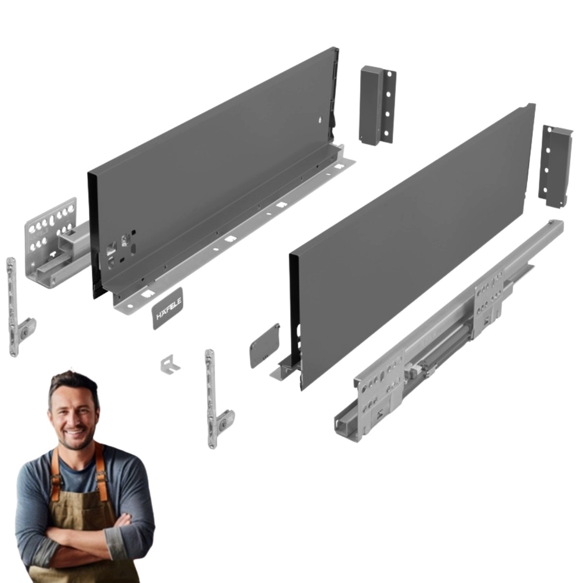 Šuplík Hafele Matrix Slim 450 mm H-135 35 kg 514.13.524 Tenkostěnná šedá