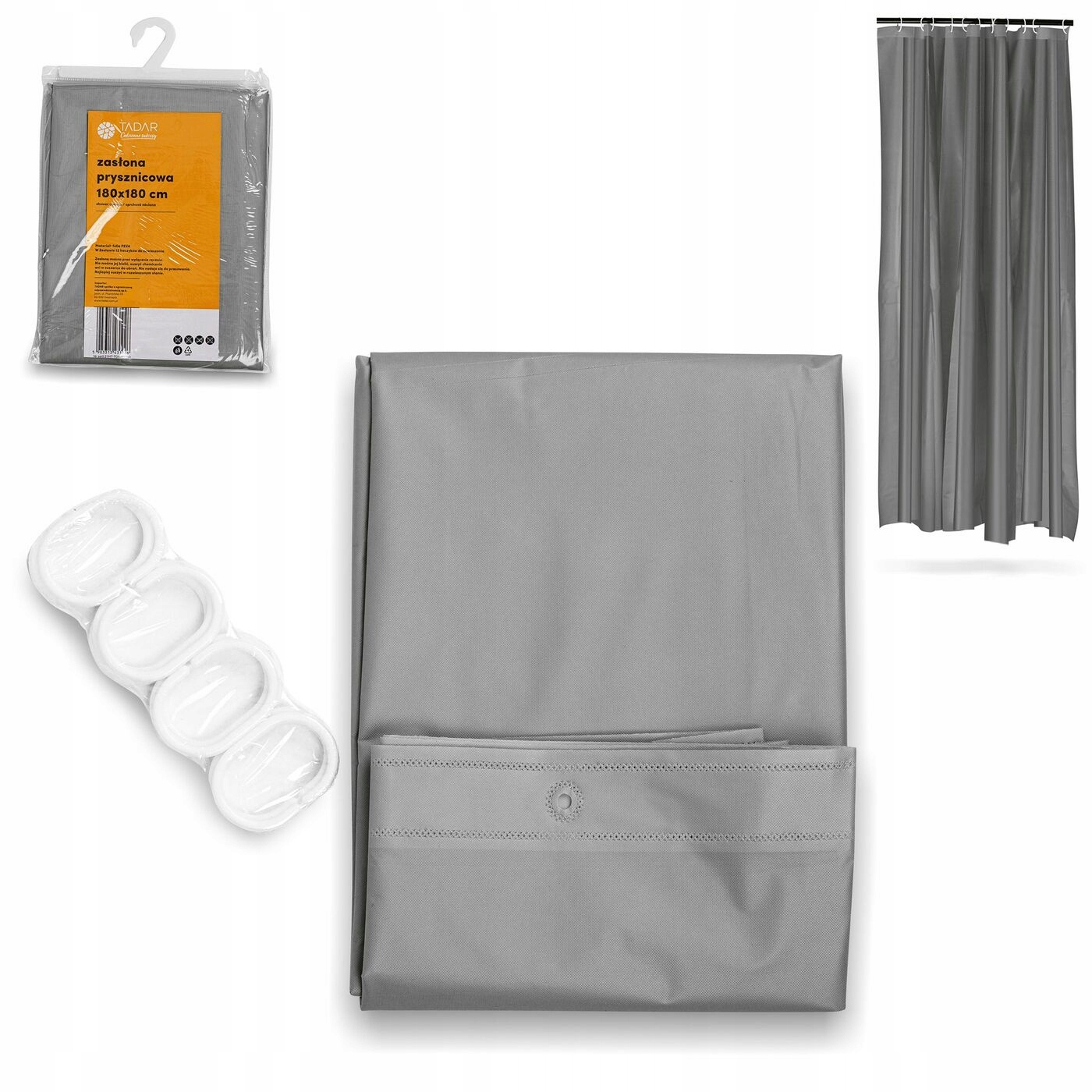 

Zasłona prysznicowa kotara wanny brodzika Szara