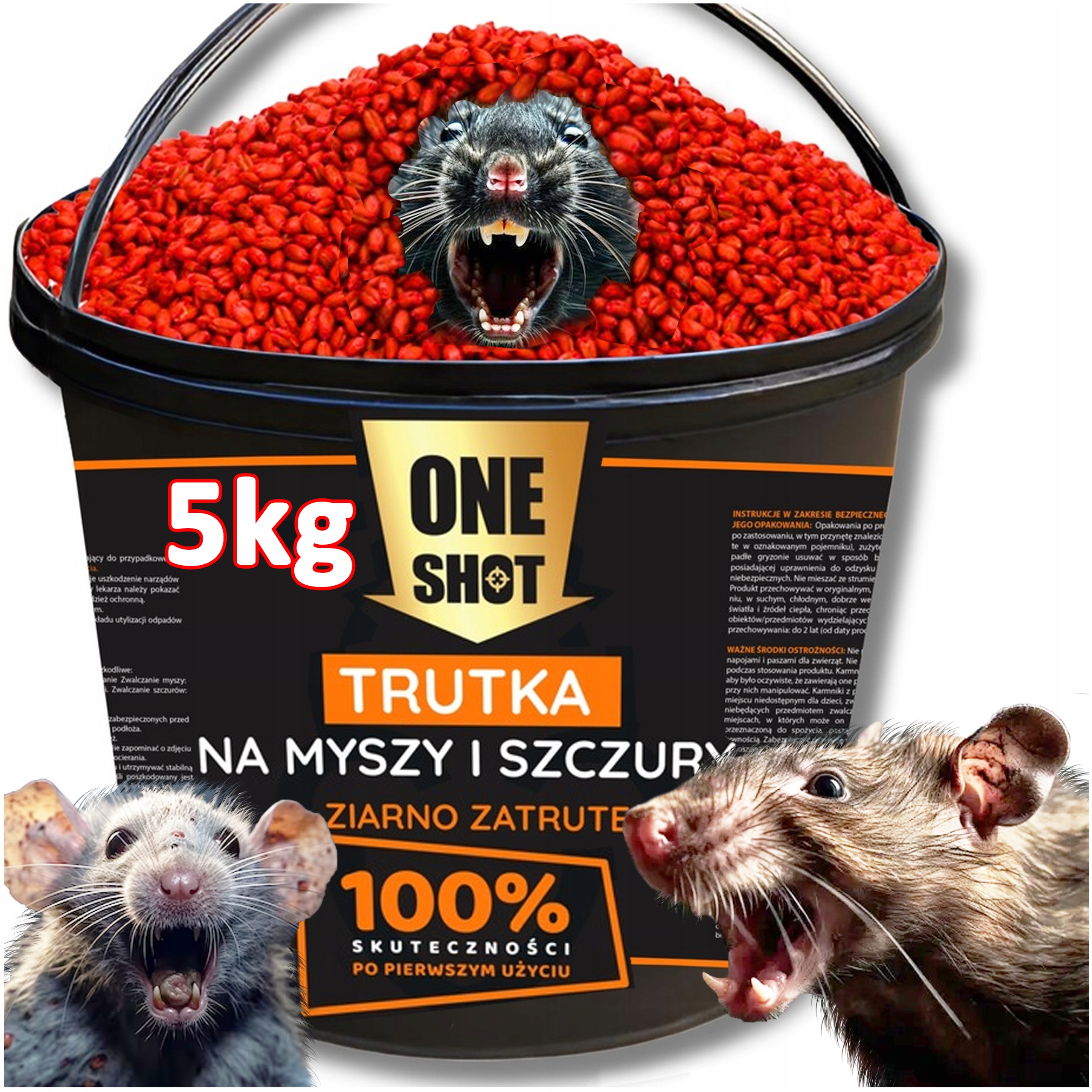 Trutka na Myszy trucizna na Szczury silne Zatrute Ziarno 5KG Bromadiolon