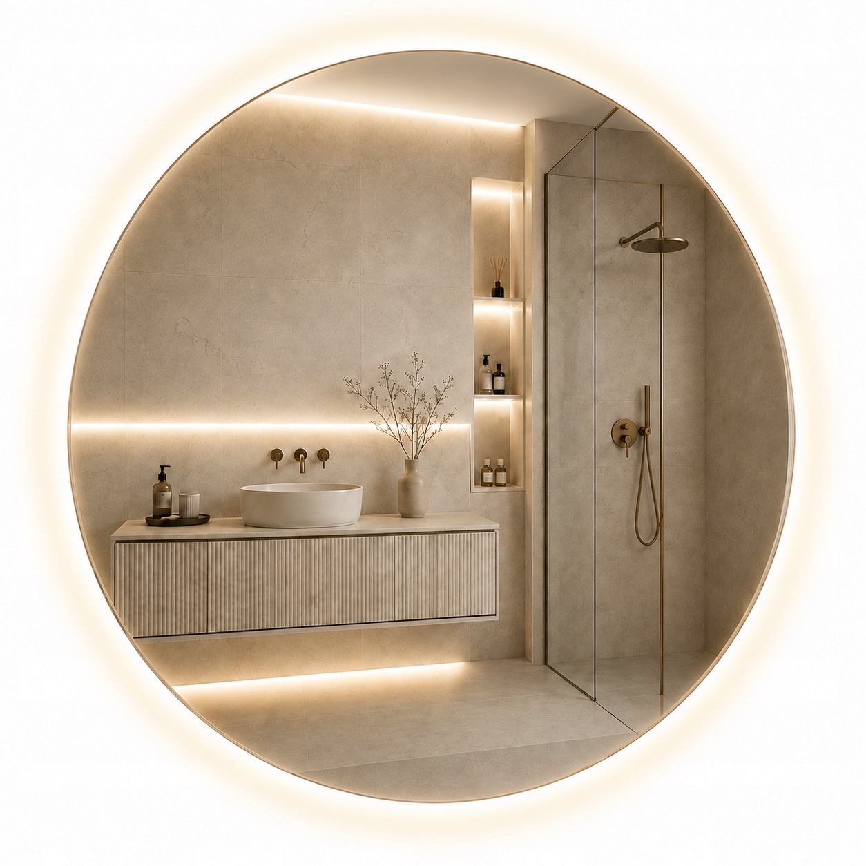 Lustro Led Riau 130 cm Okrągłe Podświetlane 230V Premium