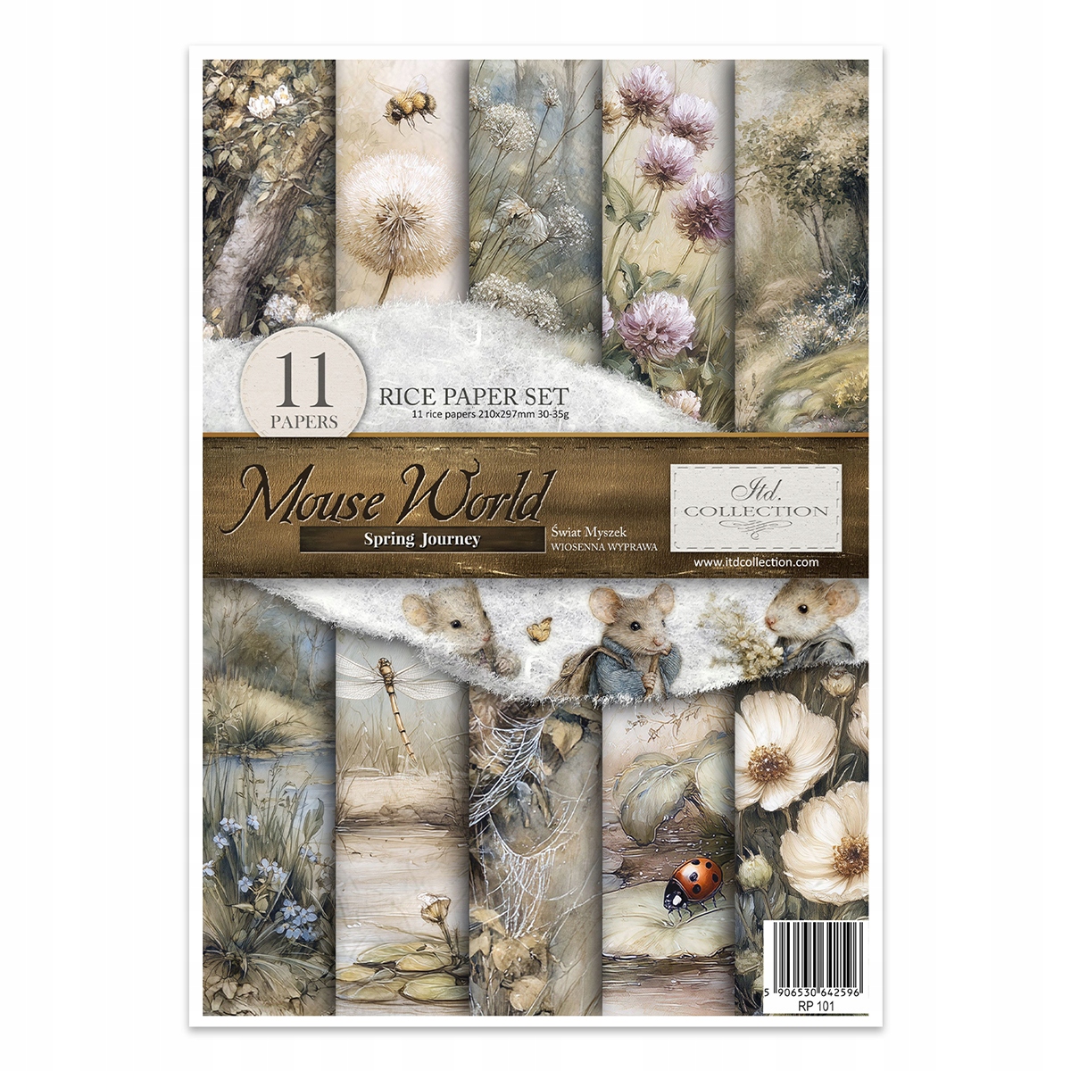 Sada 11 rýžových papírů A4 pro decoupage RP101 Mouse World Spring...