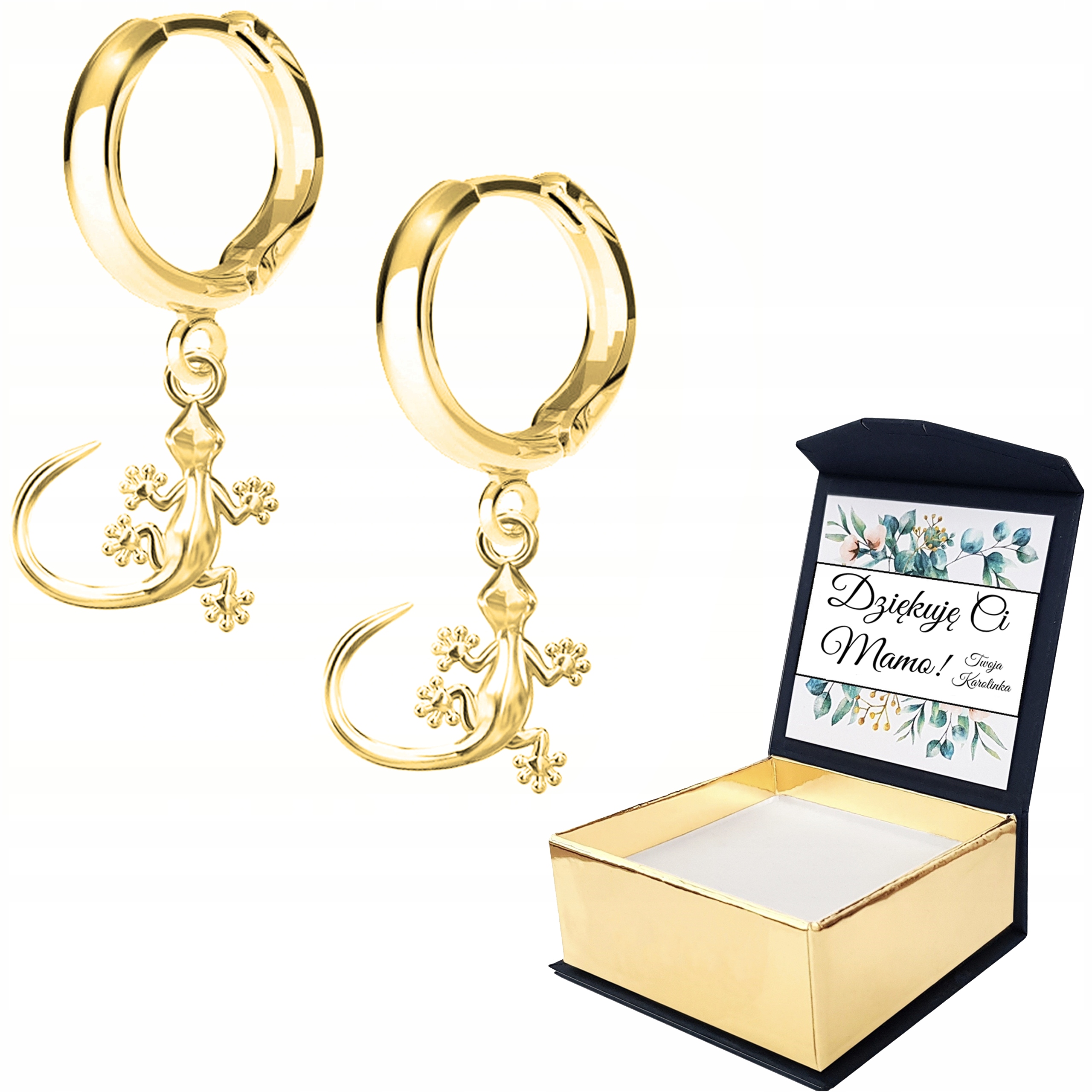 Náušnice zlaté Ještěrka 925 Vlastní Potisk