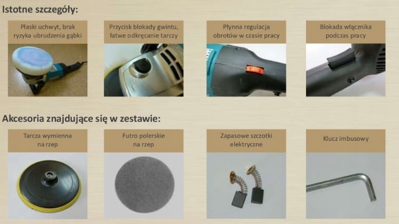 K2 MASNER ELEKTRYCZNA POLERKA OBROTOWA 1200W Zasilanie sieciowe