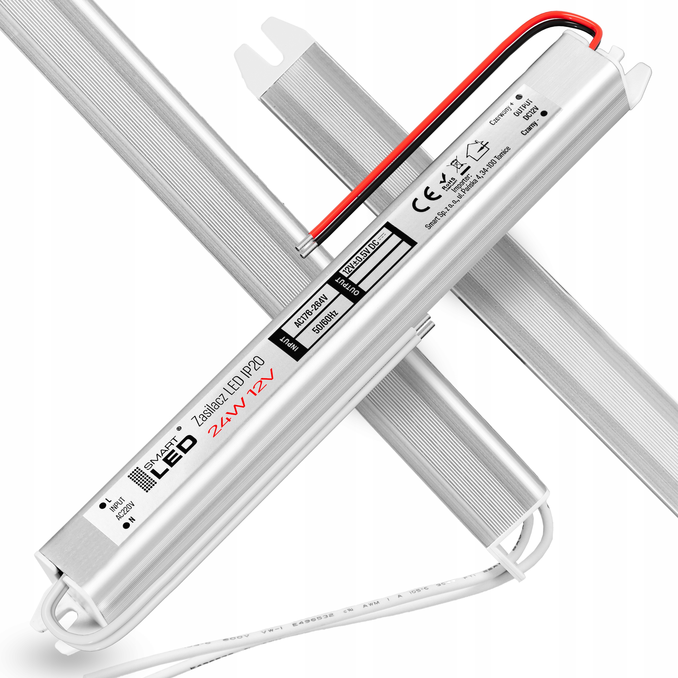 Zasilacz LED 12V 24W 2A Do Taśm Taśmy Transformator Ultra Slim Cienki Typ zasilacz