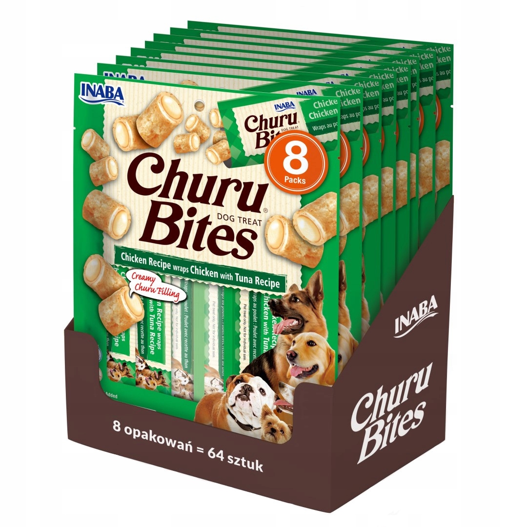 Inaba Dog Churu Bites Chicken 8x96g psí pamlsek Kuře s tuňákem