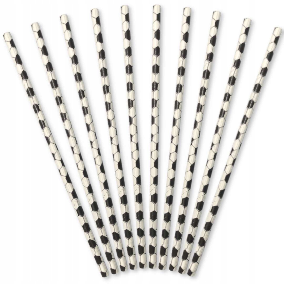 Słomki rurki proste papierowe PIŁKA NOŻNA mecz urodziny kibica EURO x10