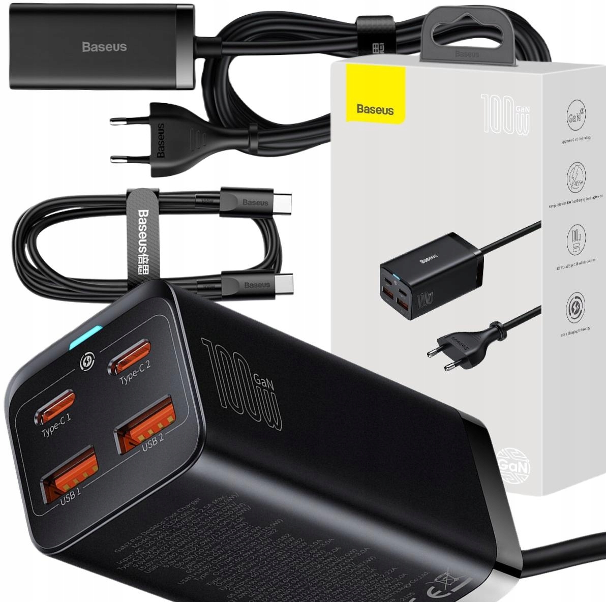 Mocna Ładowarka Sieciowa Baseus Listwa Zasilająca 4x Usb Usb-c QC4 Pd 100W