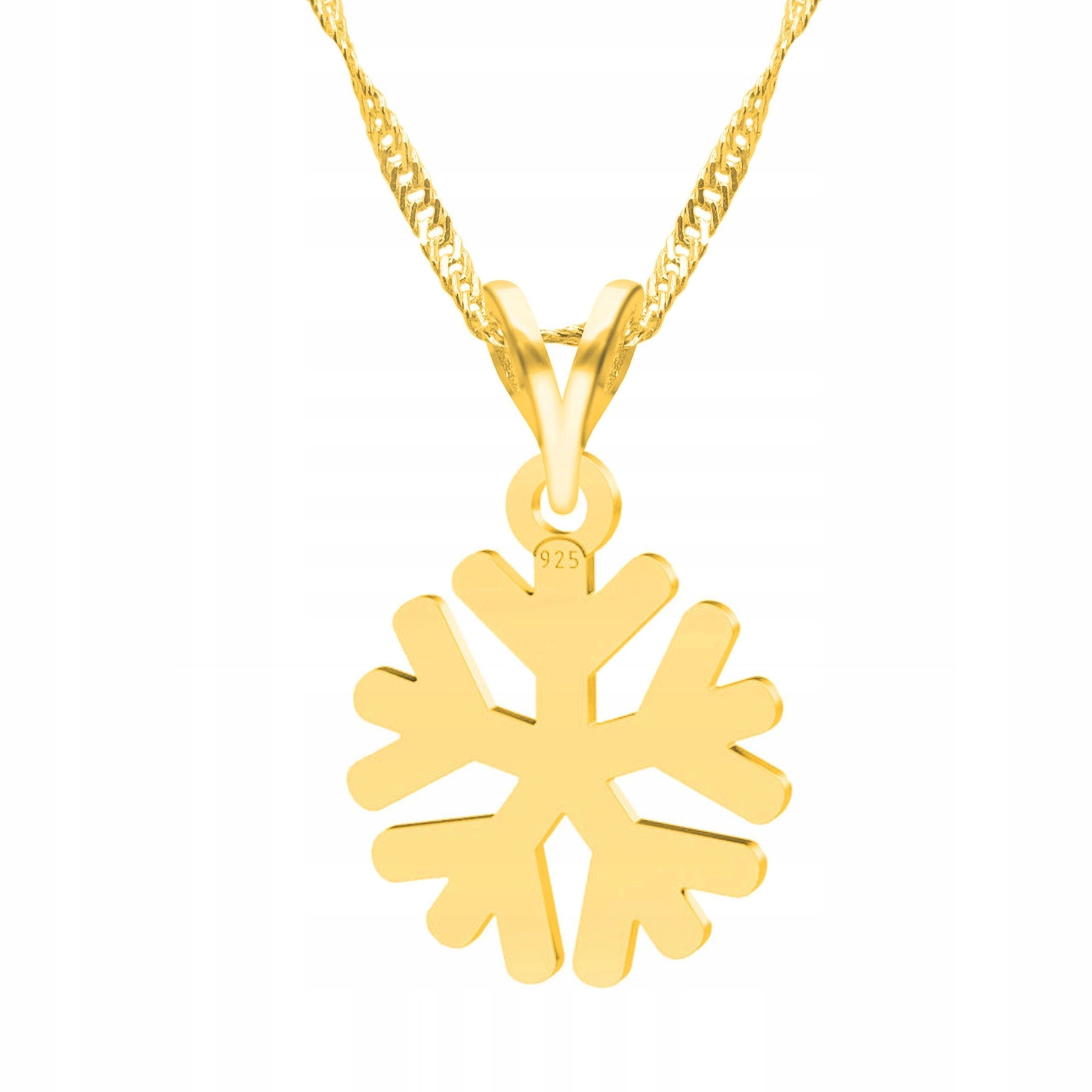 Zlatý náhrdelník s sněhovou vločkou Sněhurka Zima Sněhová vločka Stříbro 925