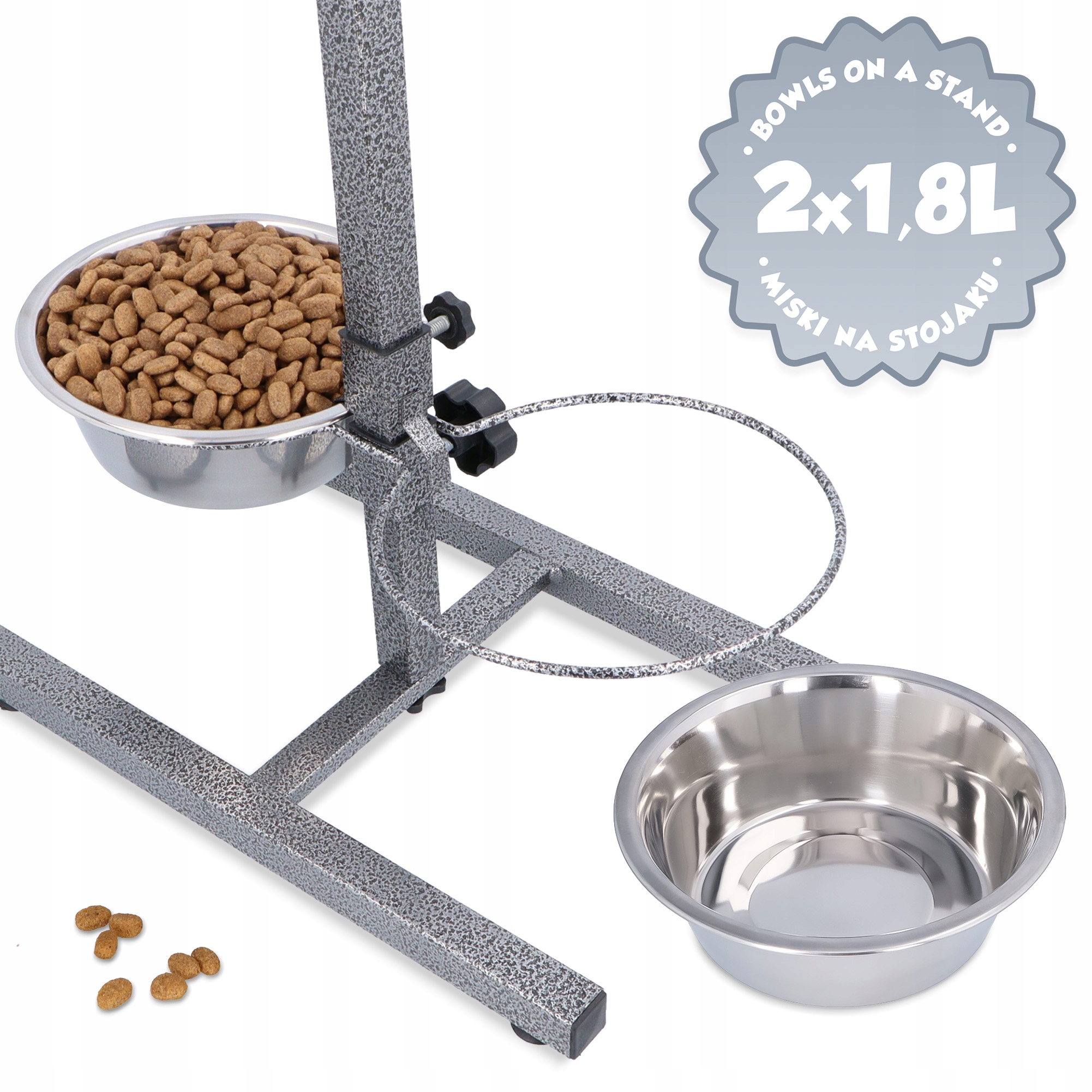 2x Miska Psa 1,8 Miski Regulowanym Stojaku Metalowa Stojak Stalowa Stabi 1Z