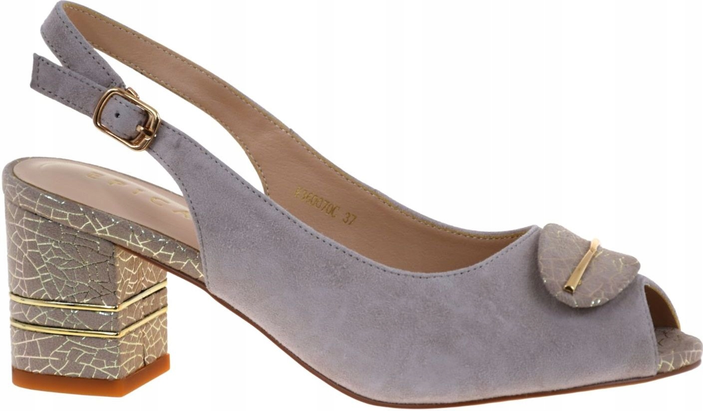 Dámské kožené sandály na podpatku elegantní béžové Epica K3K360070C VEL.40