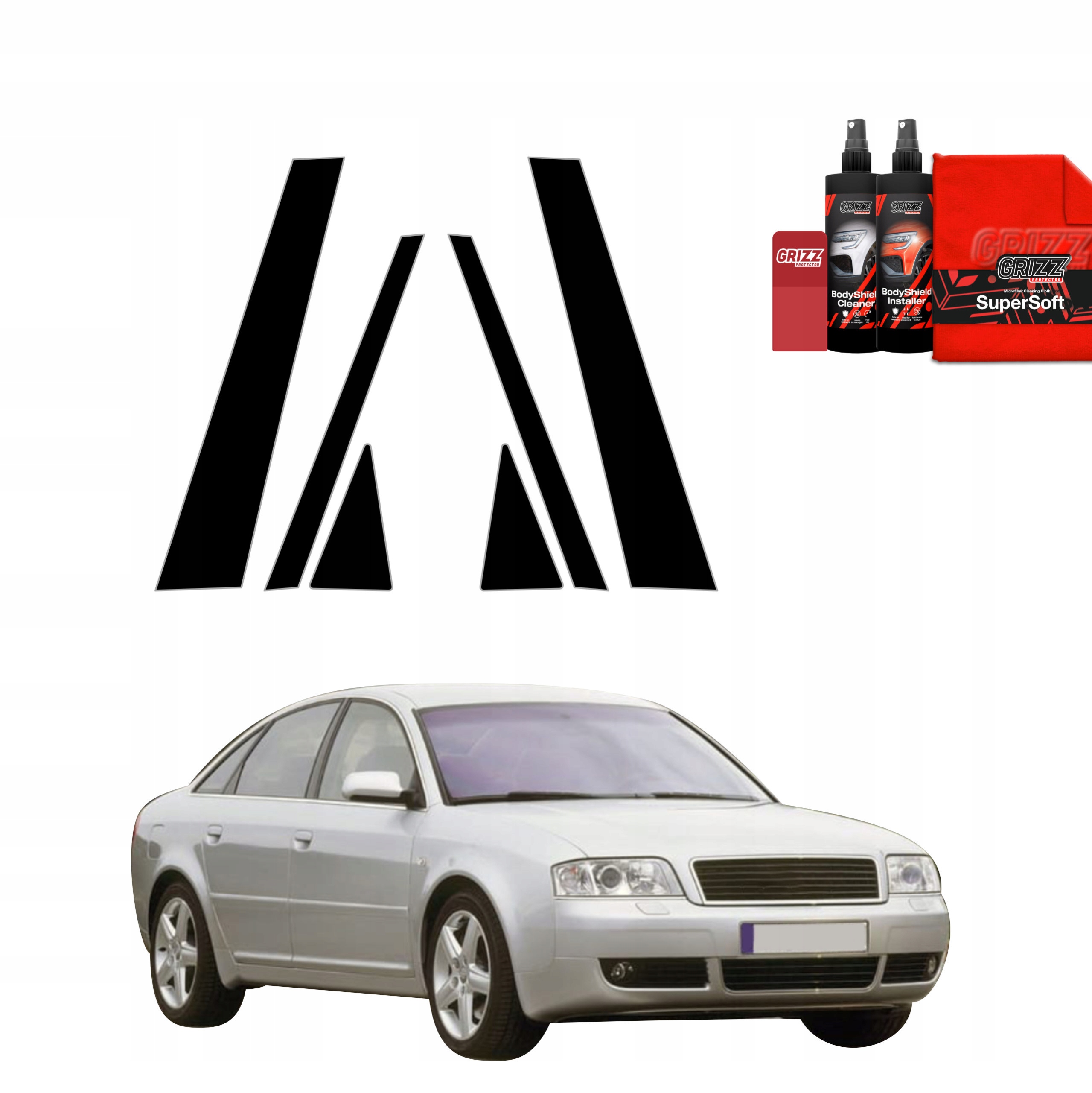6v1 Černá fólie na sloupky pro Audi A6 C5 Sedan (1997-2004)