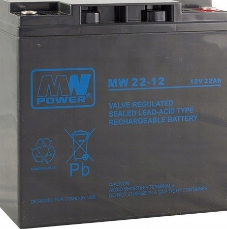 Akumulator Bateria Bezobsługowy Agm Vrla Mw Power 22AH 12V MW22 Alarm Ups