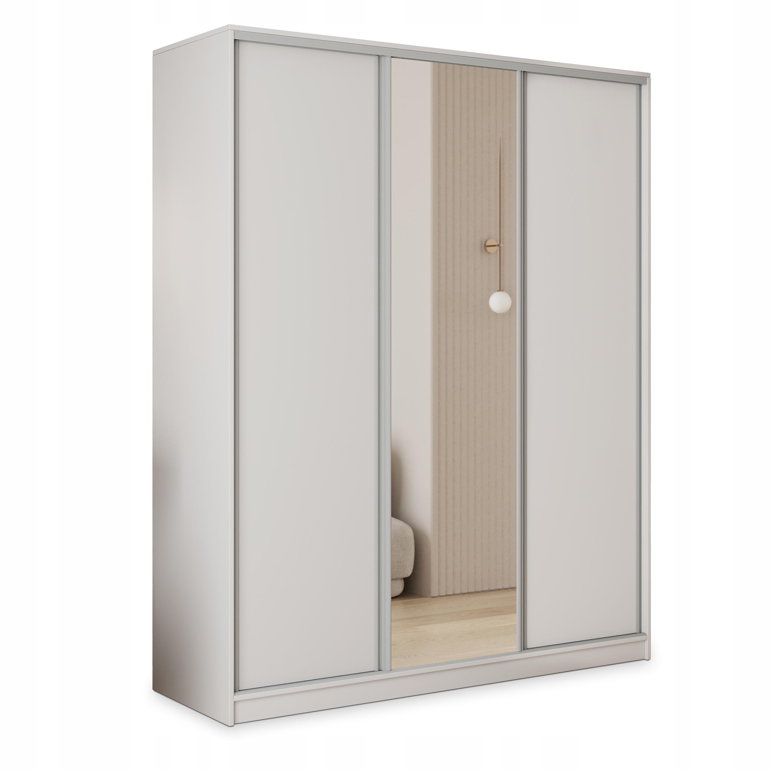 Skříň 150 cm se zrcadlem Zásuvky třídveřová bílá