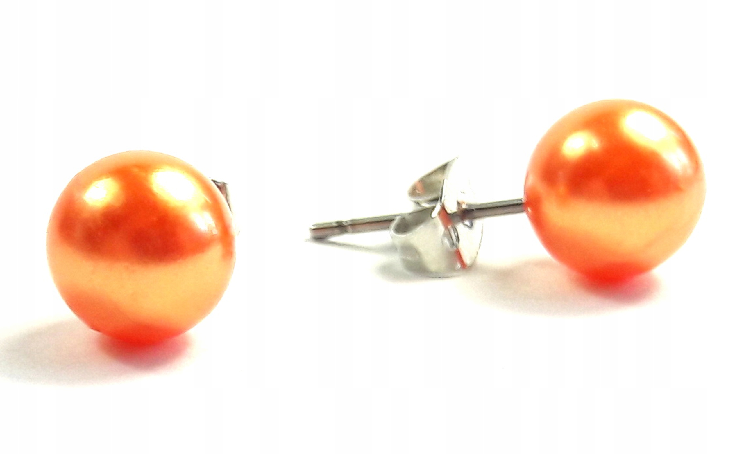 

Kolczyki perełki perły pomarańczowe 10 mm