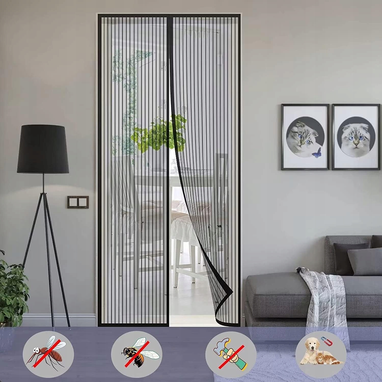 MOSKITIERA MAGNETYCZNA DO DRZWI NA BALKON MAGNES SZCZELNA ZASŁONA 80x200 Kolor czarny