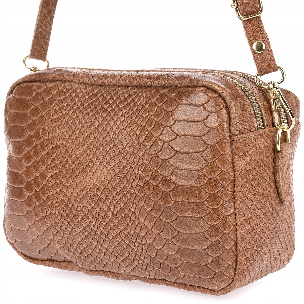 Taupe kožená kabelka přes rameno dámská italská croco kufřík Beltimore P12