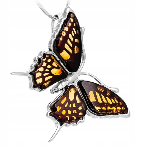 

Motylek wisiorek zawieszka Srebro 925 z Bursztynem
