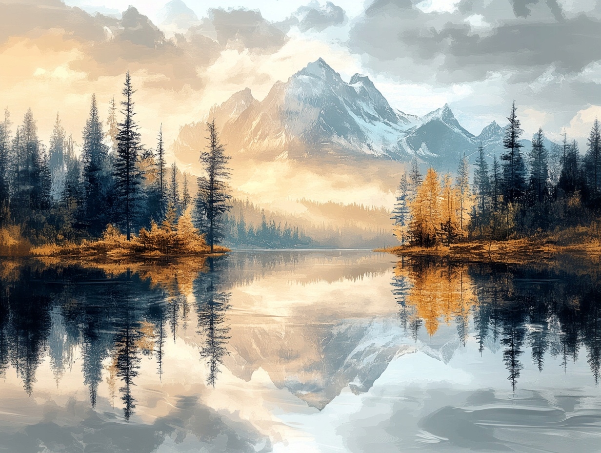 Obraz Na Plátně Canvas Krajina Hory Les Stromy Voda Jezero Odraz 100x75