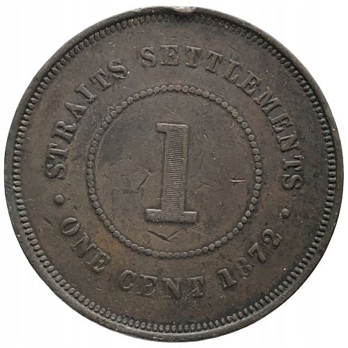 55631. Straits Settlements, 1 cent, 1872r.