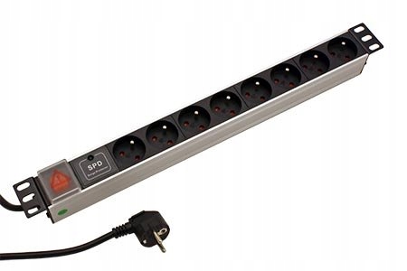 Napájecí lišta do racku PDU-F10G08S/SURGE 1U do 19" panel, 8 zásuvek, 2m